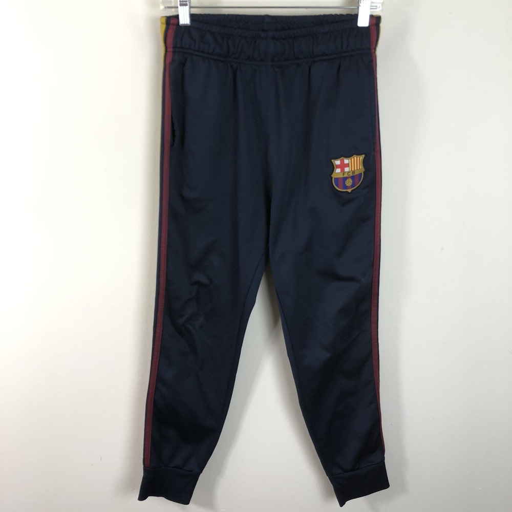 FC Barcelona FCB Track Jogger Pants Youth M Navy Red Soccer Athletic
